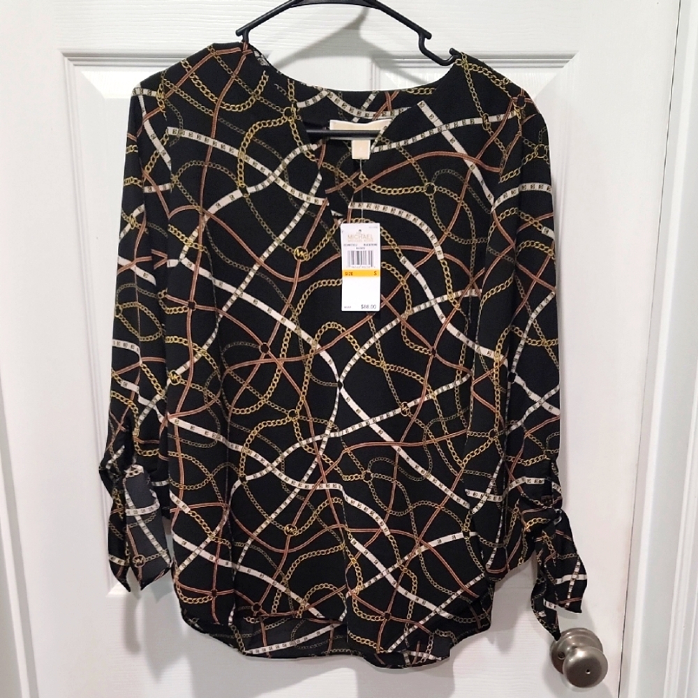 NEW Chain Print Black MK Blouse